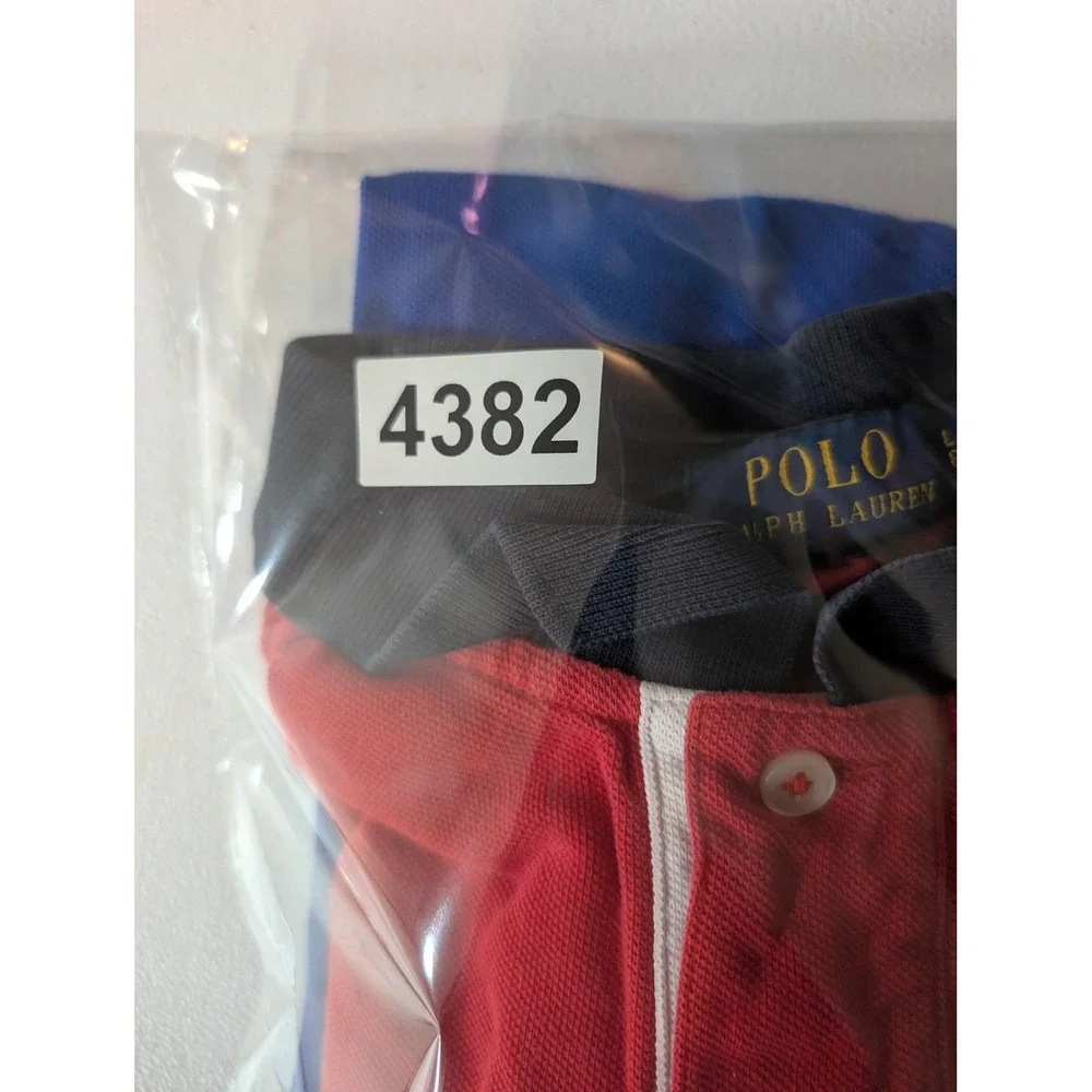 Polo Ralph Lauren Polo Shirt Mens Large Red White Blue Colorblock Big Pony